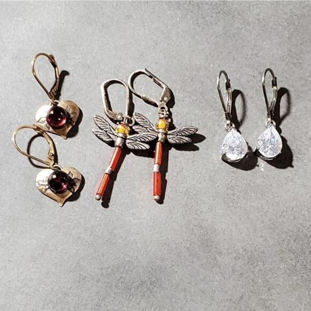 Anthropologie boho leverback heart and dragonfly earrings